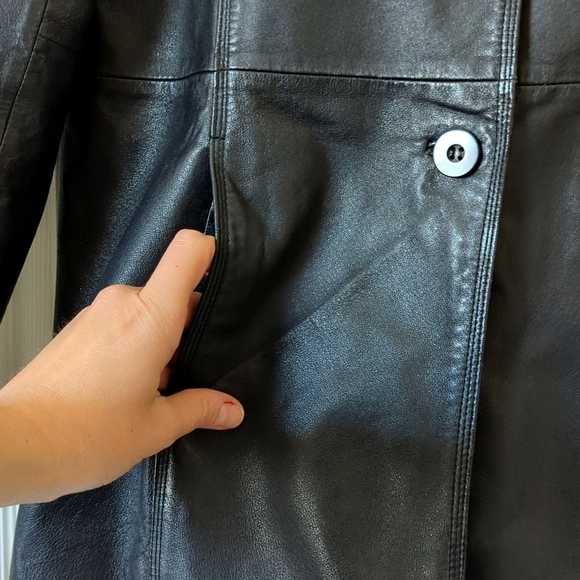 Worthington 90's Vintage Classic Genuine Leather Jacket Black Large - Picture 7 of 12